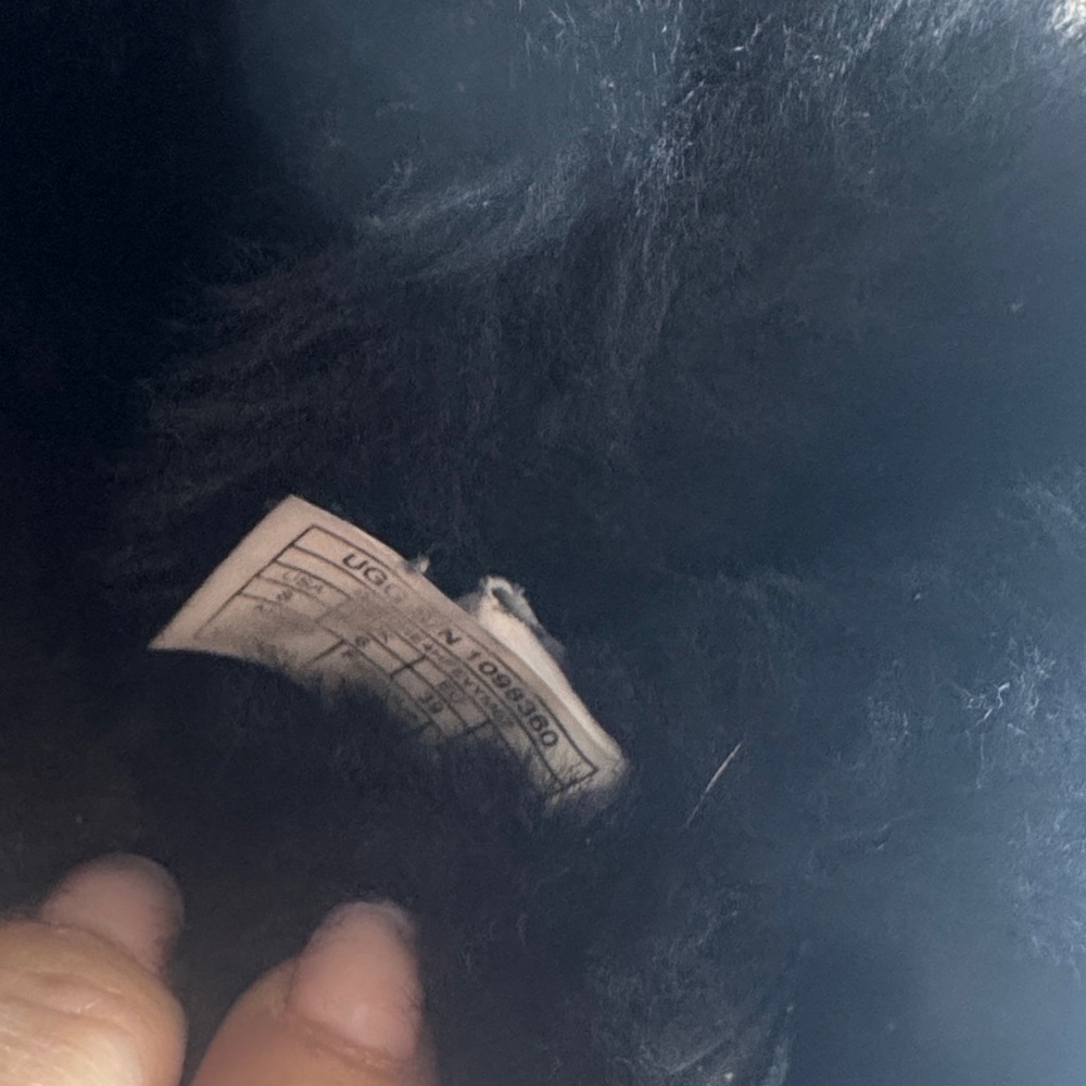 UGG Black Suede Fur-Trim Bow Back Ankle Booties - Picture 7 of 7